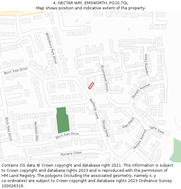 4, NECTAR WAY, EMSWORTH, PO10 7GL: Location map and indicative extent of plot