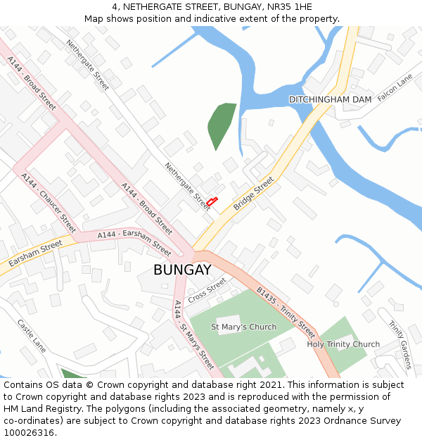 4, NETHERGATE STREET, BUNGAY, NR35 1HE: Location map and indicative extent of plot