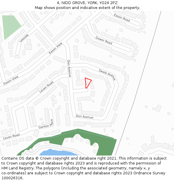 4, NIDD GROVE, YORK, YO24 2PZ: Location map and indicative extent of plot