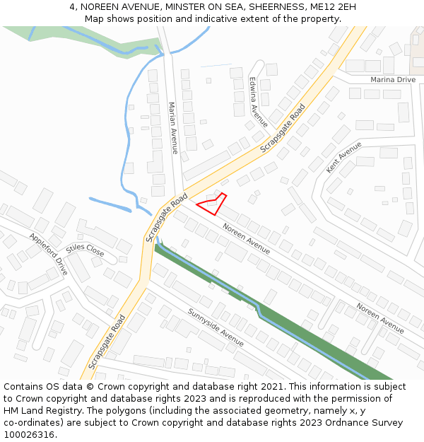 4, NOREEN AVENUE, MINSTER ON SEA, SHEERNESS, ME12 2EH: Location map and indicative extent of plot