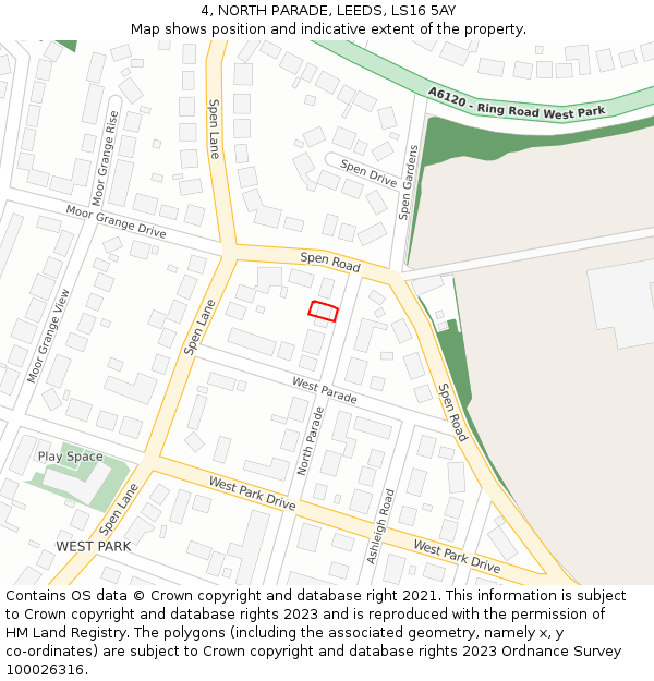 4, NORTH PARADE, LEEDS, LS16 5AY: Location map and indicative extent of plot