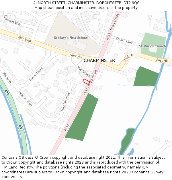 4, NORTH STREET, CHARMINSTER, DORCHESTER, DT2 9QS: Location map and indicative extent of plot