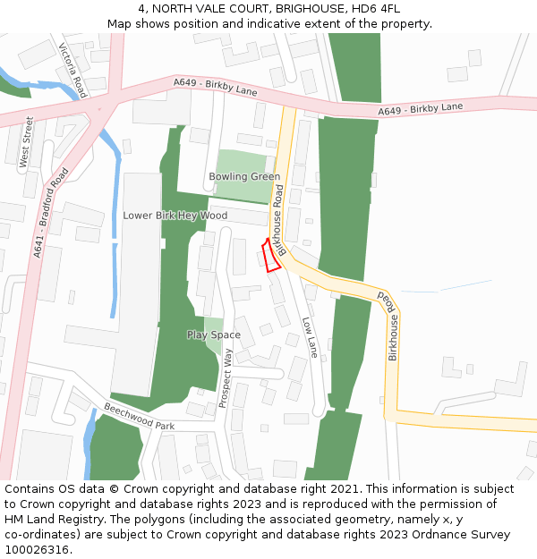 4, NORTH VALE COURT, BRIGHOUSE, HD6 4FL: Location map and indicative extent of plot