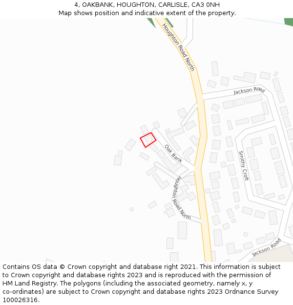 4, OAKBANK, HOUGHTON, CARLISLE, CA3 0NH: Location map and indicative extent of plot