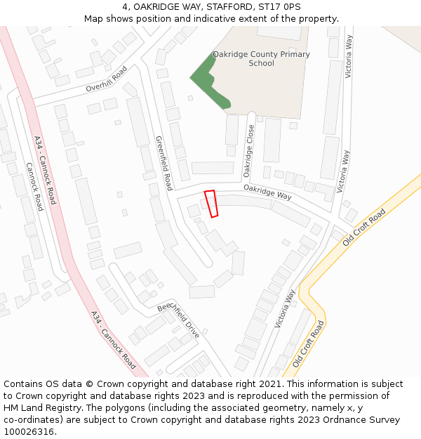 4, OAKRIDGE WAY, STAFFORD, ST17 0PS: Location map and indicative extent of plot