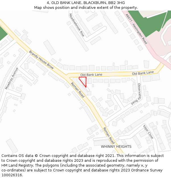 4, OLD BANK LANE, BLACKBURN, BB2 3HG: Location map and indicative extent of plot