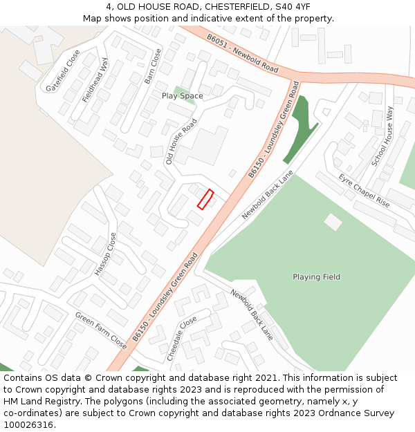 4, OLD HOUSE ROAD, CHESTERFIELD, S40 4YF: Location map and indicative extent of plot