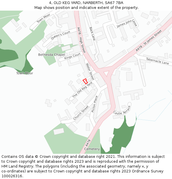 4, OLD KEG YARD, NARBERTH, SA67 7BA: Location map and indicative extent of plot