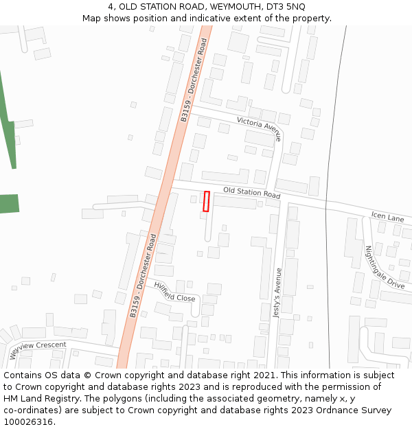 4, OLD STATION ROAD, WEYMOUTH, DT3 5NQ: Location map and indicative extent of plot