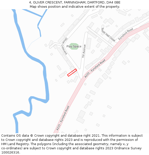 4, OLIVER CRESCENT, FARNINGHAM, DARTFORD, DA4 0BE: Location map and indicative extent of plot