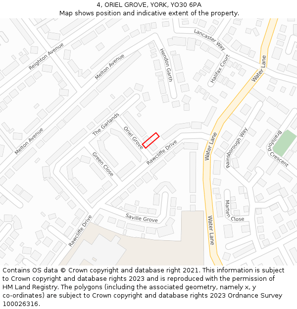 4, ORIEL GROVE, YORK, YO30 6PA: Location map and indicative extent of plot