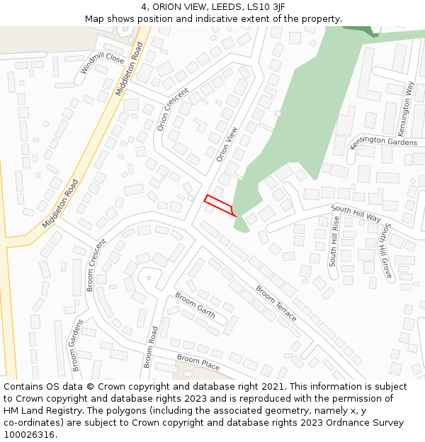 4, ORION VIEW, LEEDS, LS10 3JF: Location map and indicative extent of plot