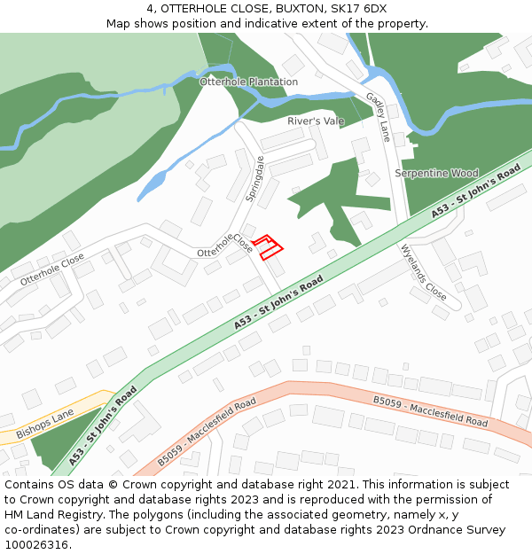 4, OTTERHOLE CLOSE, BUXTON, SK17 6DX: Location map and indicative extent of plot