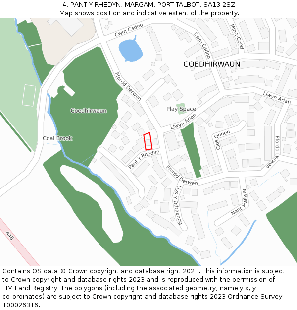 4, PANT Y RHEDYN, MARGAM, PORT TALBOT, SA13 2SZ: Location map and indicative extent of plot
