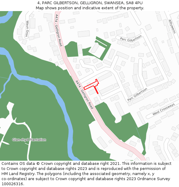 4, PARC GILBERTSON, GELLIGRON, SWANSEA, SA8 4PU: Location map and indicative extent of plot