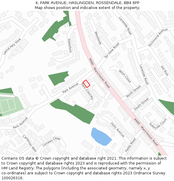 4, PARK AVENUE, HASLINGDEN, ROSSENDALE, BB4 6PP: Location map and indicative extent of plot