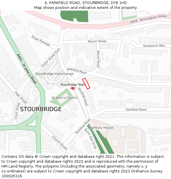 4, PARKFIELD ROAD, STOURBRIDGE, DY8 1HD: Location map and indicative extent of plot