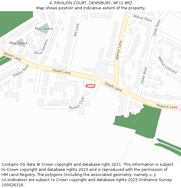 4, PAVILION COURT, DEWSBURY, WF12 8RZ: Location map and indicative extent of plot