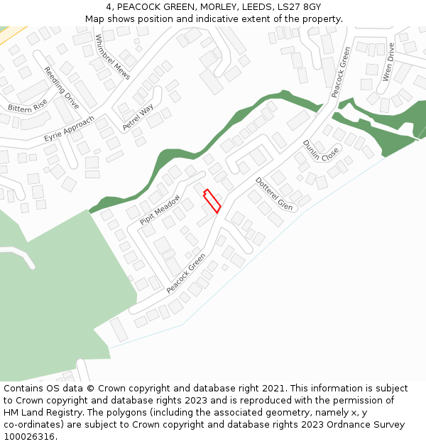 4, PEACOCK GREEN, MORLEY, LEEDS, LS27 8GY: Location map and indicative extent of plot