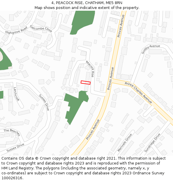 4, PEACOCK RISE, CHATHAM, ME5 8RN: Location map and indicative extent of plot