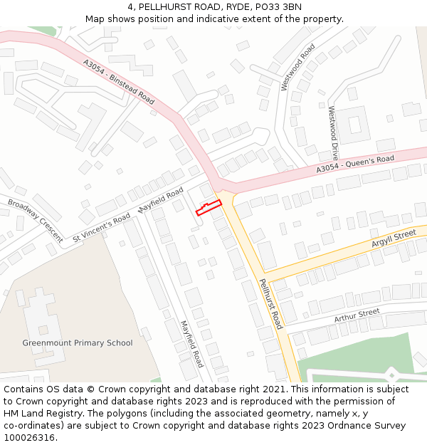 4, PELLHURST ROAD, RYDE, PO33 3BN: Location map and indicative extent of plot