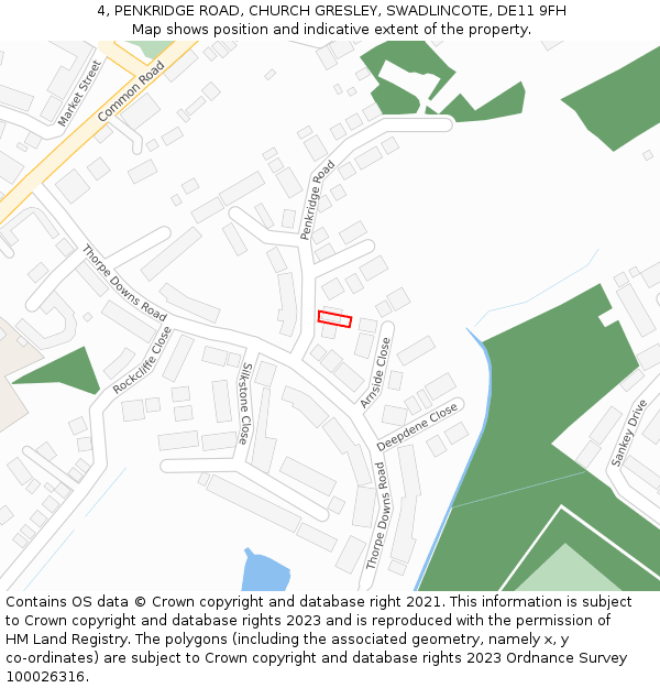 4, PENKRIDGE ROAD, CHURCH GRESLEY, SWADLINCOTE, DE11 9FH: Location map and indicative extent of plot
