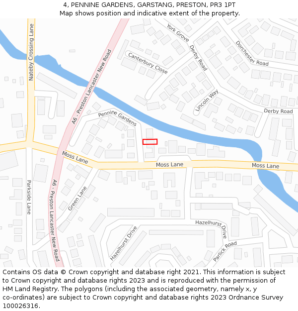 4, PENNINE GARDENS, GARSTANG, PRESTON, PR3 1PT: Location map and indicative extent of plot