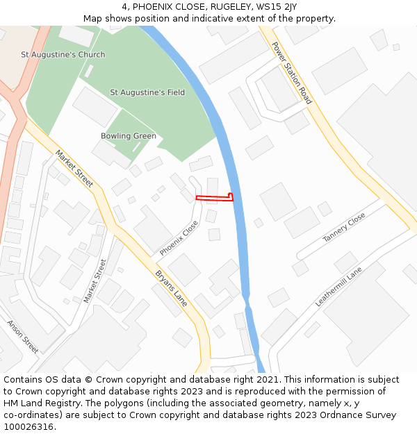 4, PHOENIX CLOSE, RUGELEY, WS15 2JY: Location map and indicative extent of plot