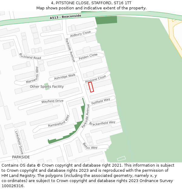 4, PITSTONE CLOSE, STAFFORD, ST16 1TT: Location map and indicative extent of plot
