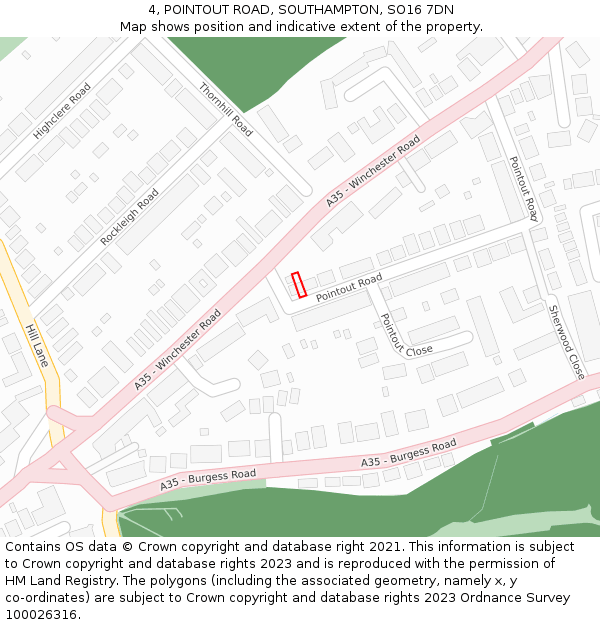 4, POINTOUT ROAD, SOUTHAMPTON, SO16 7DN: Location map and indicative extent of plot