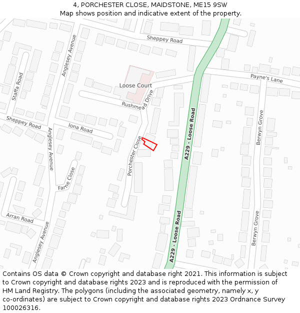 4, PORCHESTER CLOSE, MAIDSTONE, ME15 9SW: Location map and indicative extent of plot