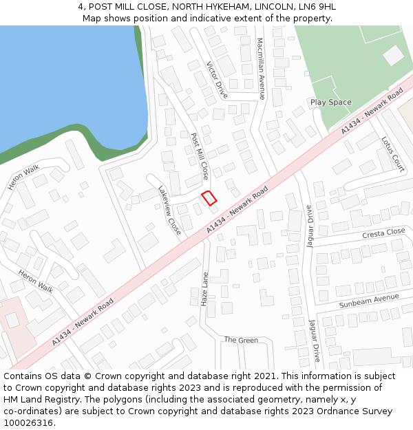 4, POST MILL CLOSE, NORTH HYKEHAM, LINCOLN, LN6 9HL: Location map and indicative extent of plot