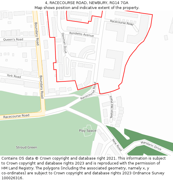 4, RACECOURSE ROAD, NEWBURY, RG14 7GA: Location map and indicative extent of plot