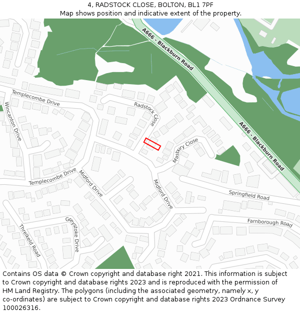 4, RADSTOCK CLOSE, BOLTON, BL1 7PF: Location map and indicative extent of plot