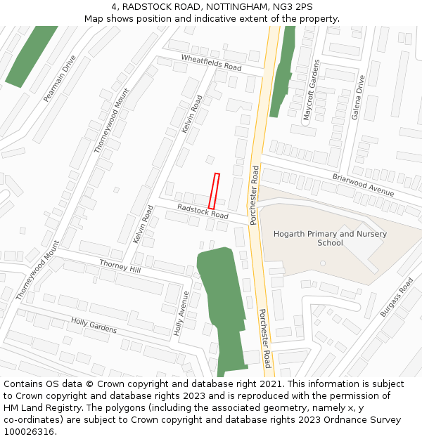 4, RADSTOCK ROAD, NOTTINGHAM, NG3 2PS: Location map and indicative extent of plot