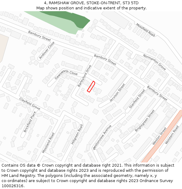 4, RAMSHAW GROVE, STOKE-ON-TRENT, ST3 5TD: Location map and indicative extent of plot