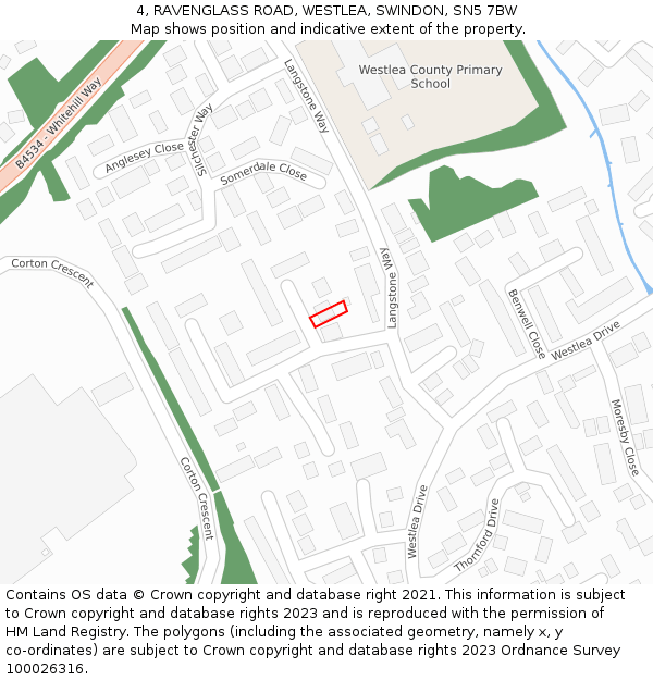 4, RAVENGLASS ROAD, WESTLEA, SWINDON, SN5 7BW: Location map and indicative extent of plot
