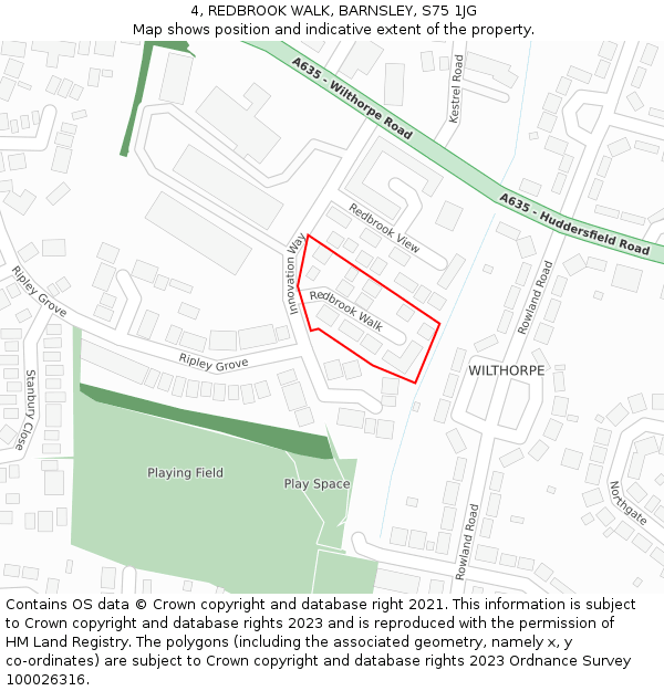 4, REDBROOK WALK, BARNSLEY, S75 1JG: Location map and indicative extent of plot