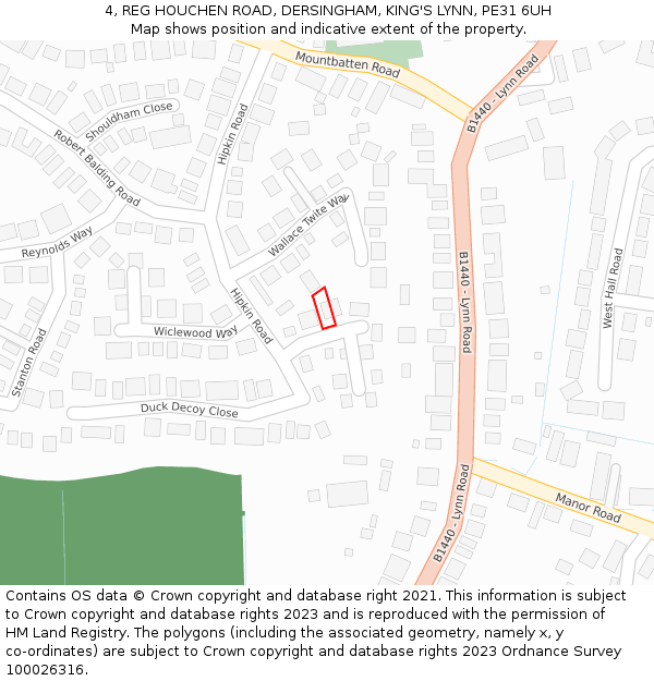 4, REG HOUCHEN ROAD, DERSINGHAM, KING'S LYNN, PE31 6UH: Location map and indicative extent of plot