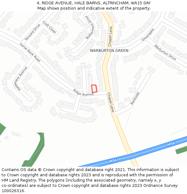 4, RIDGE AVENUE, HALE BARNS, ALTRINCHAM, WA15 0AY: Location map and indicative extent of plot