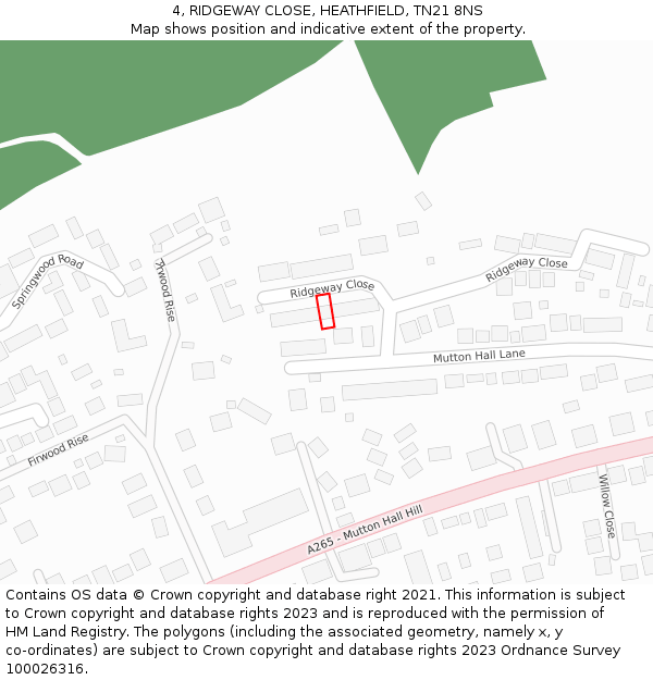 4, RIDGEWAY CLOSE, HEATHFIELD, TN21 8NS: Location map and indicative extent of plot