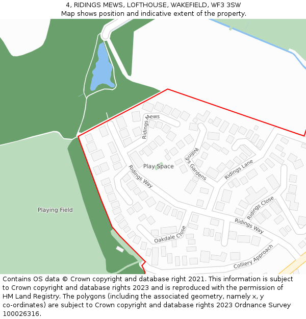 4, RIDINGS MEWS, LOFTHOUSE, WAKEFIELD, WF3 3SW: Location map and indicative extent of plot