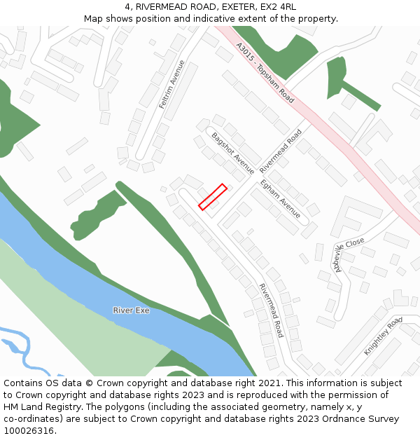 4, RIVERMEAD ROAD, EXETER, EX2 4RL: Location map and indicative extent of plot