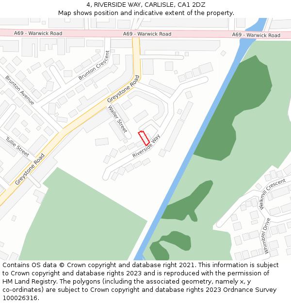 4, RIVERSIDE WAY, CARLISLE, CA1 2DZ: Location map and indicative extent of plot