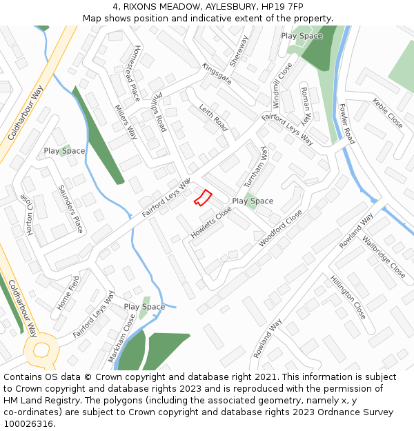4, RIXONS MEADOW, AYLESBURY, HP19 7FP: Location map and indicative extent of plot