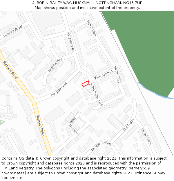 4, ROBIN BAILEY WAY, HUCKNALL, NOTTINGHAM, NG15 7UP: Location map and indicative extent of plot