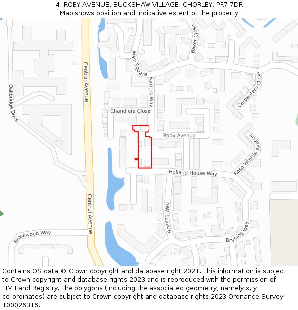 4, ROBY AVENUE, BUCKSHAW VILLAGE, CHORLEY, PR7 7DR: Location map and indicative extent of plot