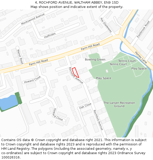 4, ROCHFORD AVENUE, WALTHAM ABBEY, EN9 1SD: Location map and indicative extent of plot
