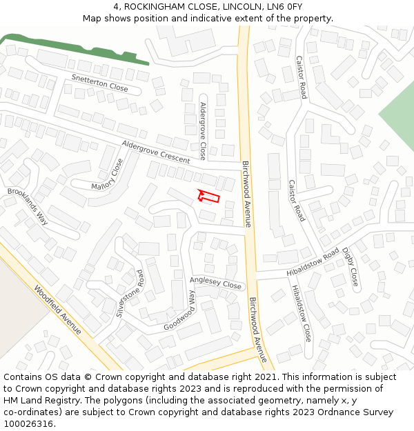 4, ROCKINGHAM CLOSE, LINCOLN, LN6 0FY: Location map and indicative extent of plot