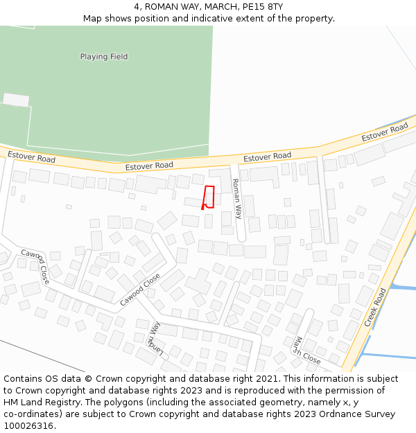 4, ROMAN WAY, MARCH, PE15 8TY: Location map and indicative extent of plot